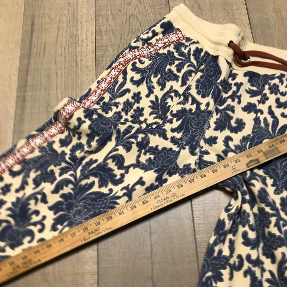 Sundance Sweatpants Joggers Pants Womens Size L Boho Hippie Romilly Blue Cream - Picture 12 of 13